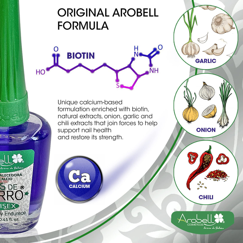 AROBELL Iron Nail Hardener – Strengthen Brittle Nails with Calcium & Biotin (0.4 oz, Pack of 1)