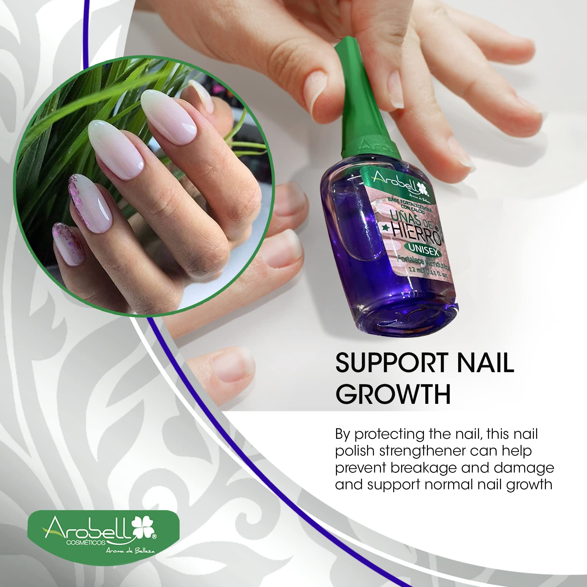 AROBELL Iron Nail Hardener – Strengthen Brittle Nails with Calcium & Biotin (0.4 oz, Pack of 1)