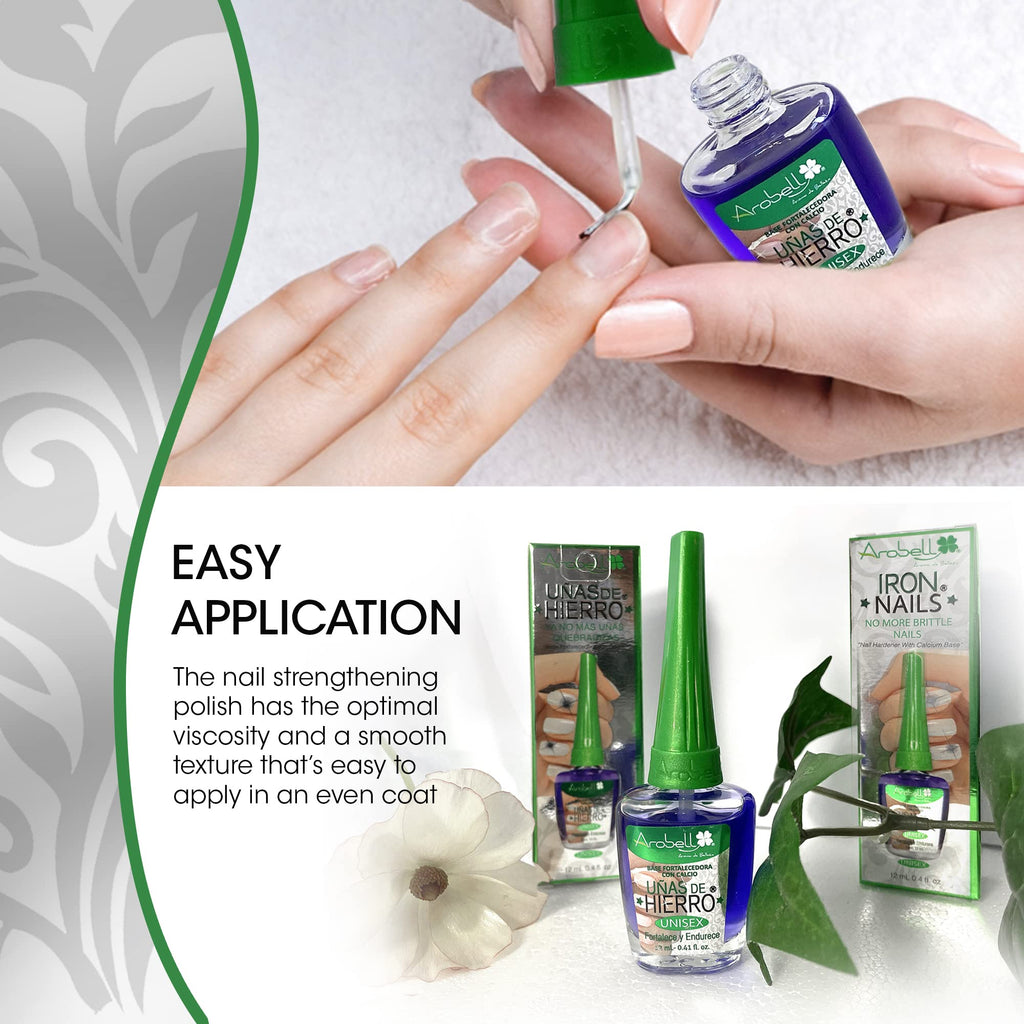 AROBELL Nail Strengthener Iron Nails & Clear Polish for Damaged & Brittle Nails – Growth & Protection