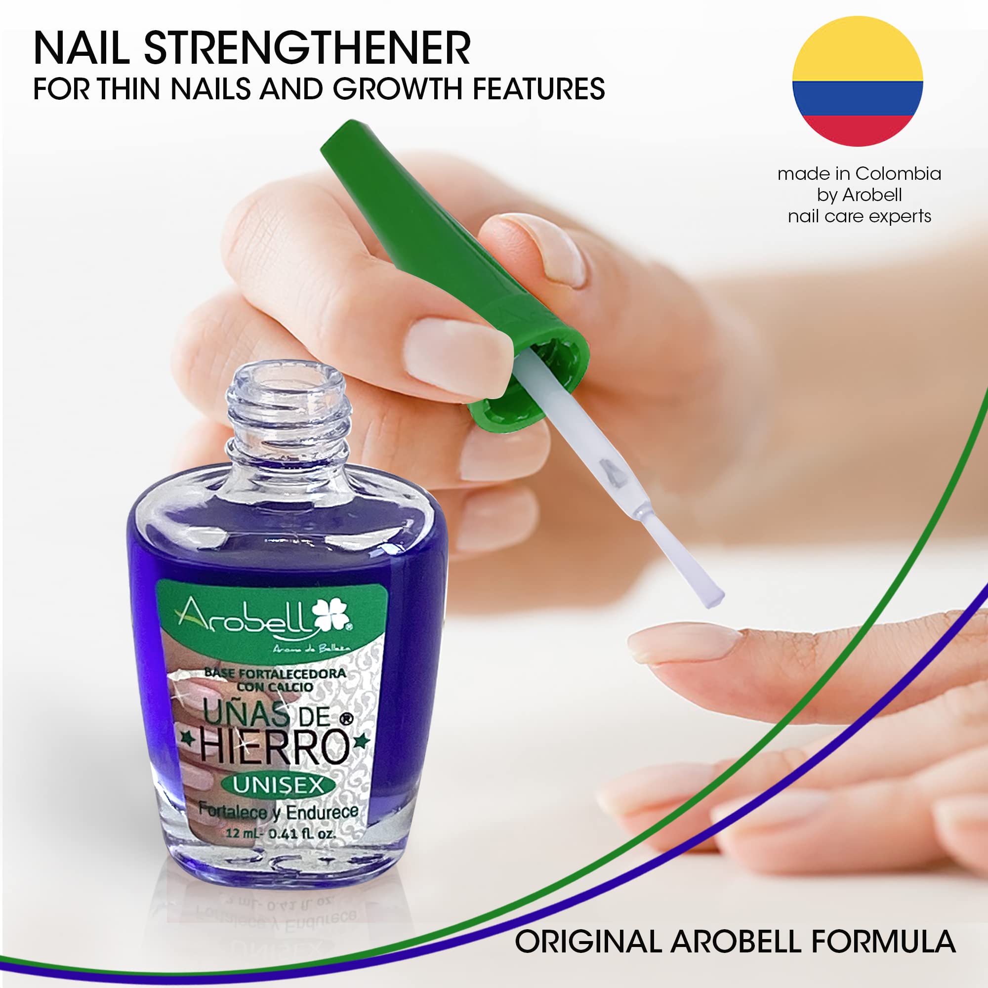 AROBELL Nail Strengthener Iron Nails & Clear Polish for Damaged & Brittle Nails – Growth & Protection