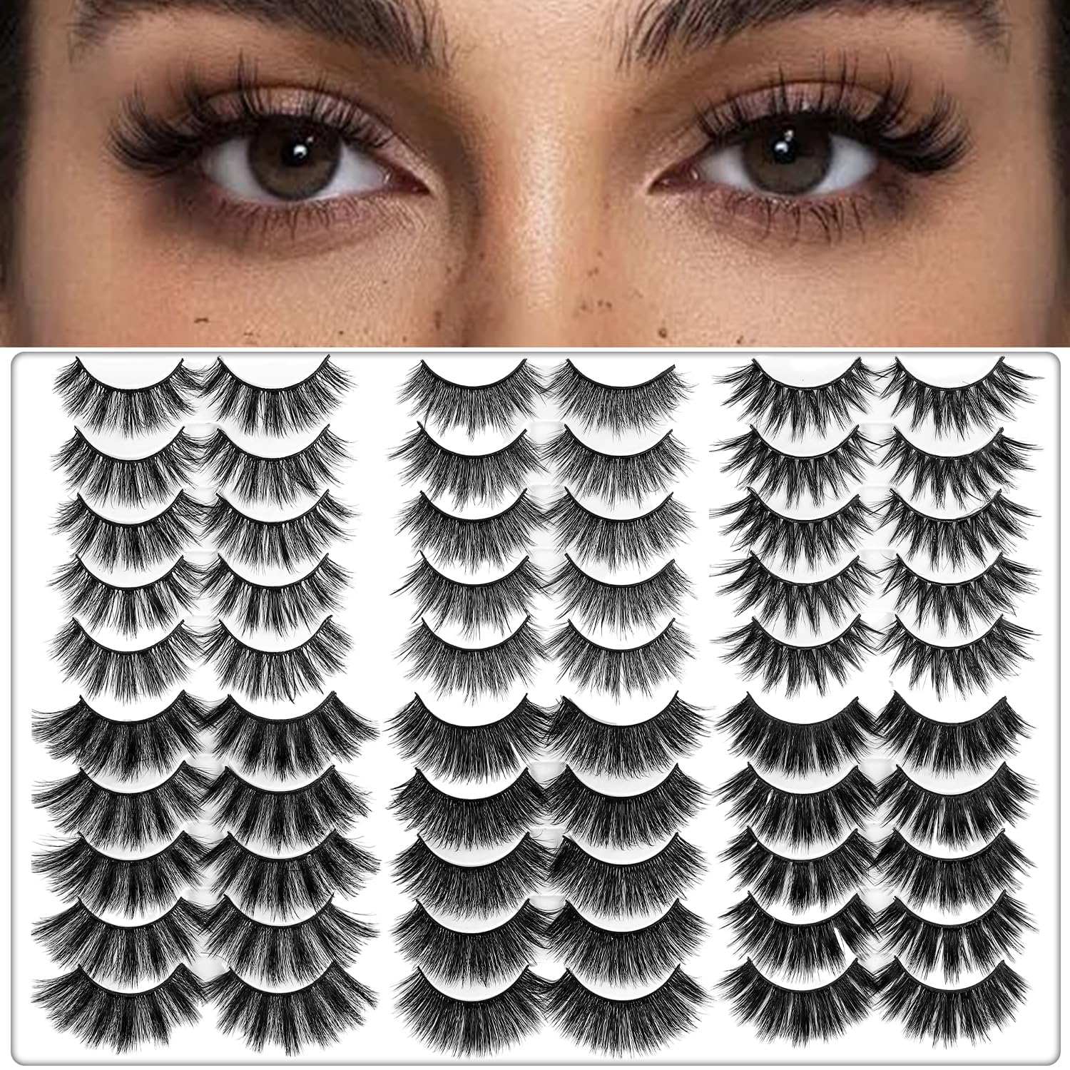 AROIC 30 Pairs False Eyelashes Kit – 3D 6D Wispy Lashes, 6 Styles, Reusable Handmade, Lightweight Natural Look
