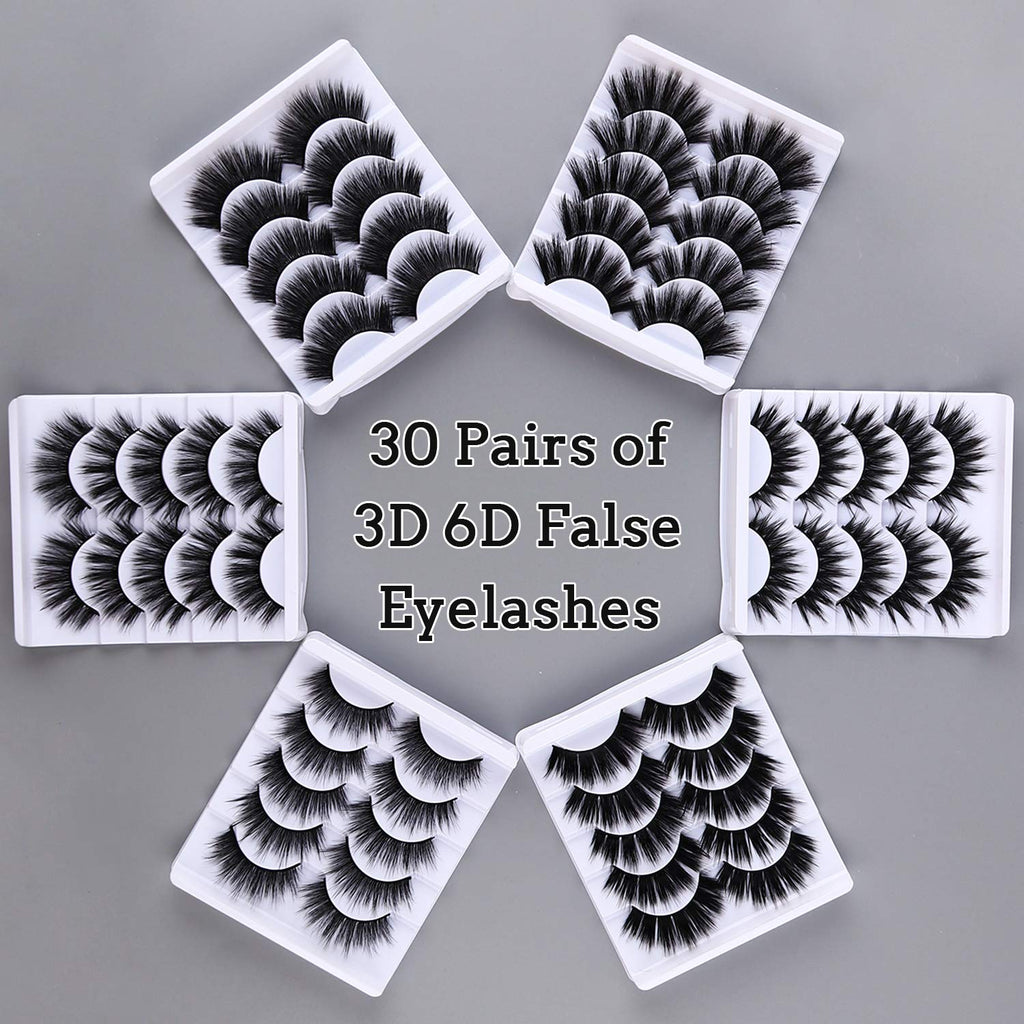 AROIC 30 Pairs False Eyelashes Kit – 3D 6D Wispy Lashes, 6 Styles, Reusable Handmade, Lightweight Natural Look