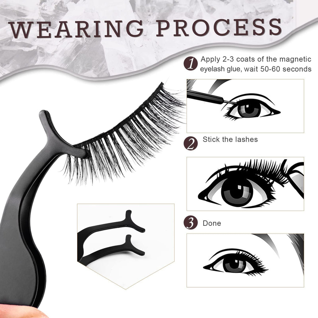 AROIC 20 Kinds of 3D 5D Magnetic Eyelash Kit – 20 Pairs, Glue & 2 Tweezers, Natural Look