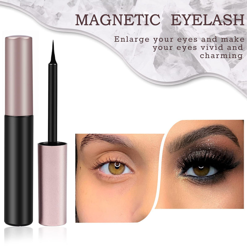 AROIC 20 Kinds of 3D 5D Magnetic Eyelash Kit – 20 Pairs, Glue & 2 Tweezers, Natural Look