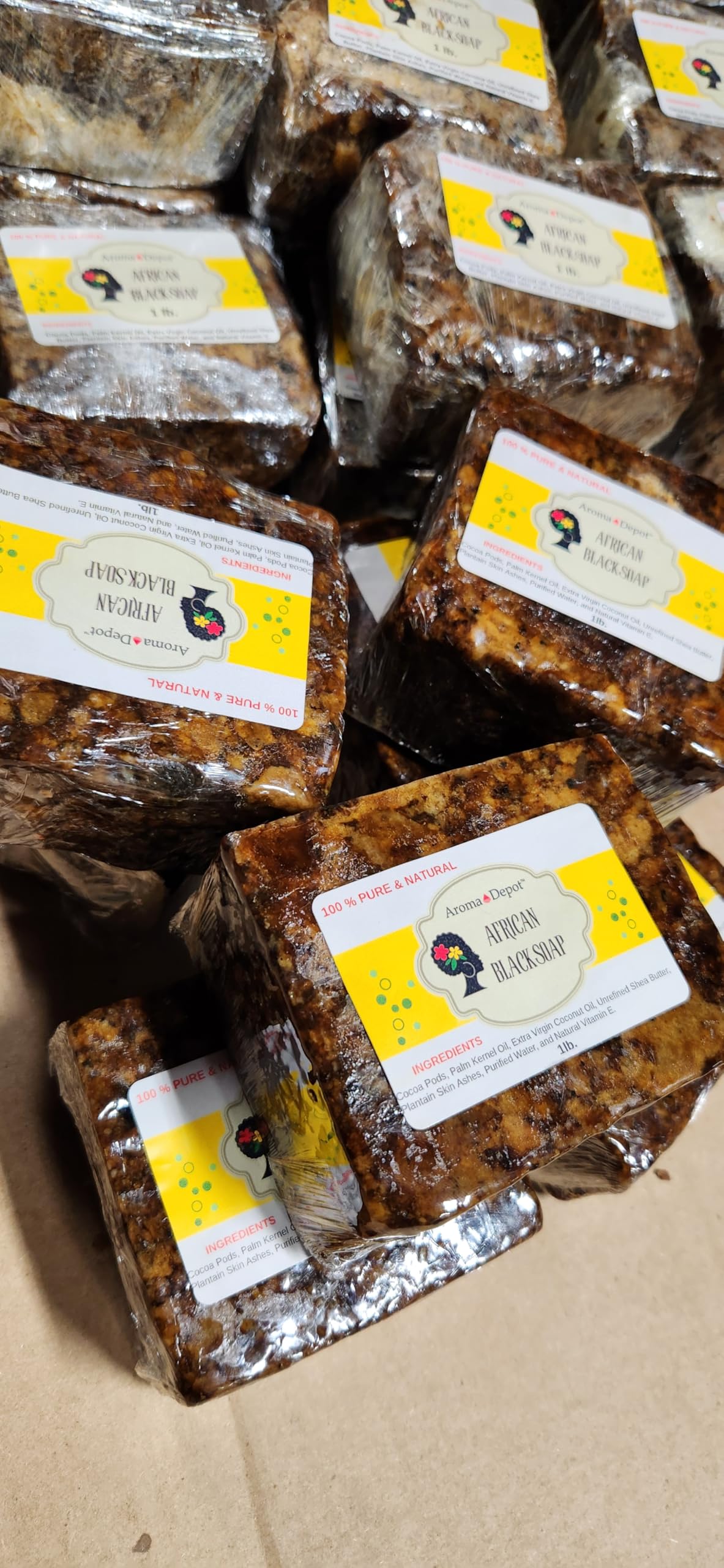 Aroma Depot Raw African Black Soap Bars from Ghana (3 lbs.) – Natural Skin Cleanser