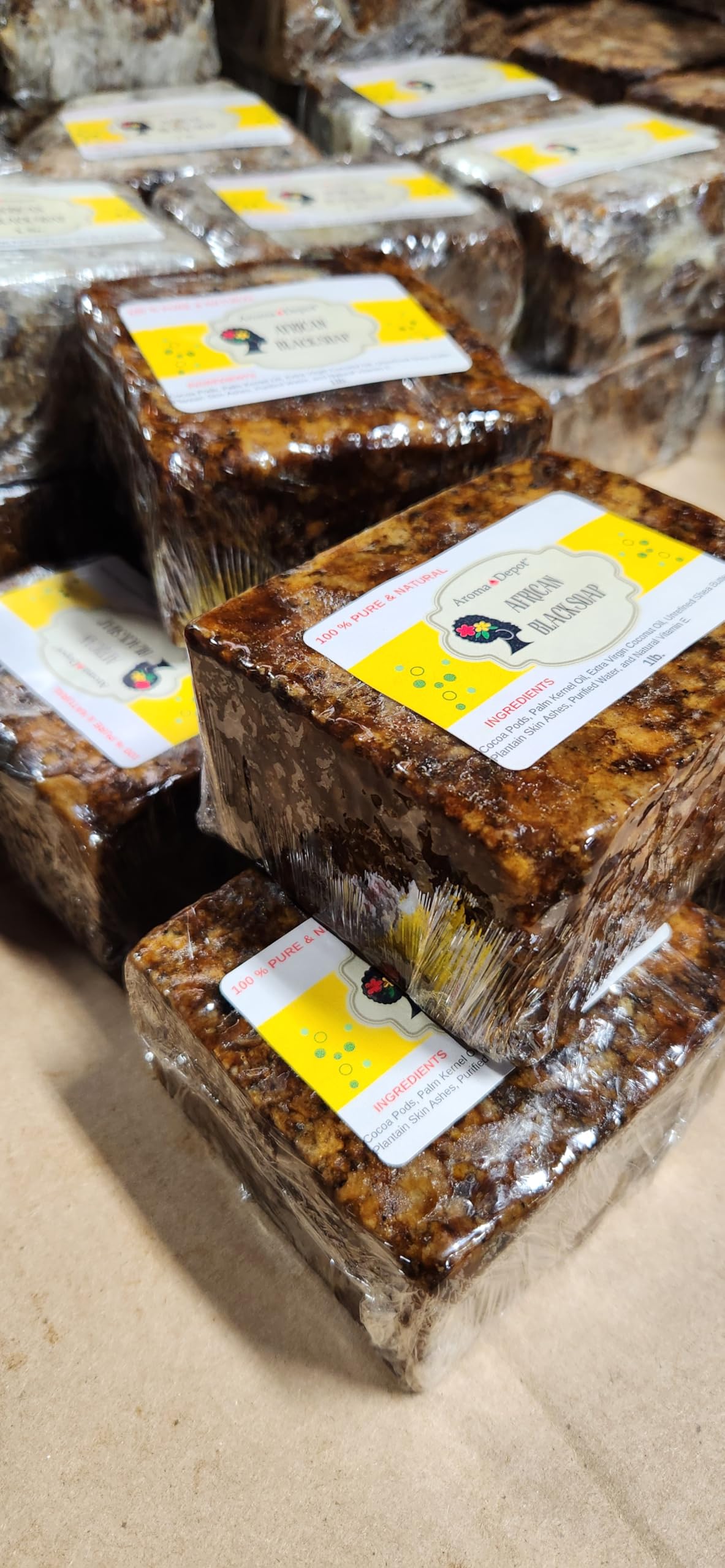 Aroma Depot Raw African Black Soap Bars from Ghana (3 lbs.) – Natural Skin Cleanser