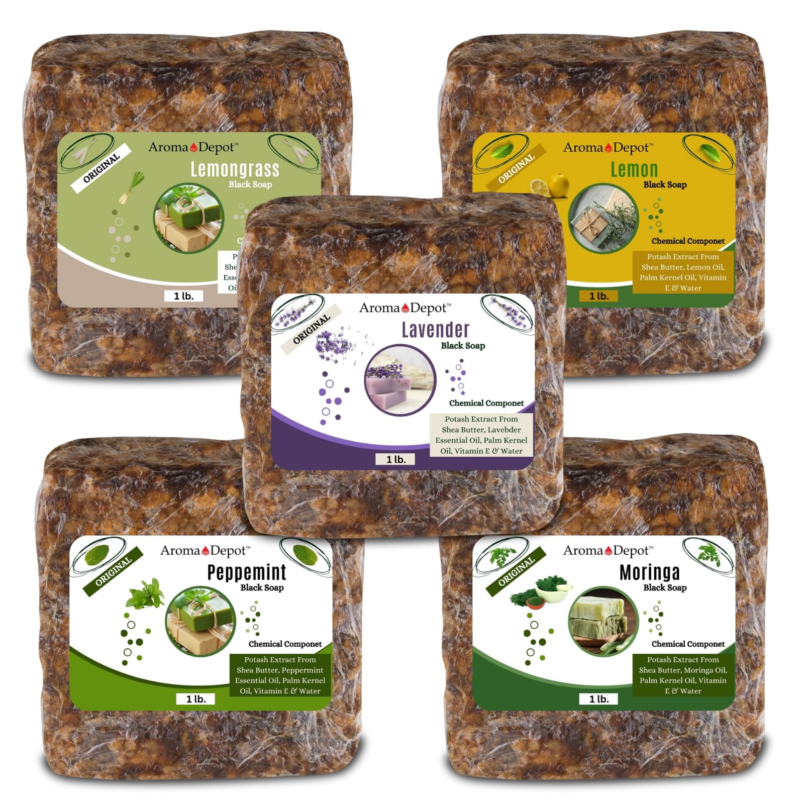 Aroma Depot Raw African Black Soap Bars from Ghana (3 lbs.) – Natural Skin Cleanser
