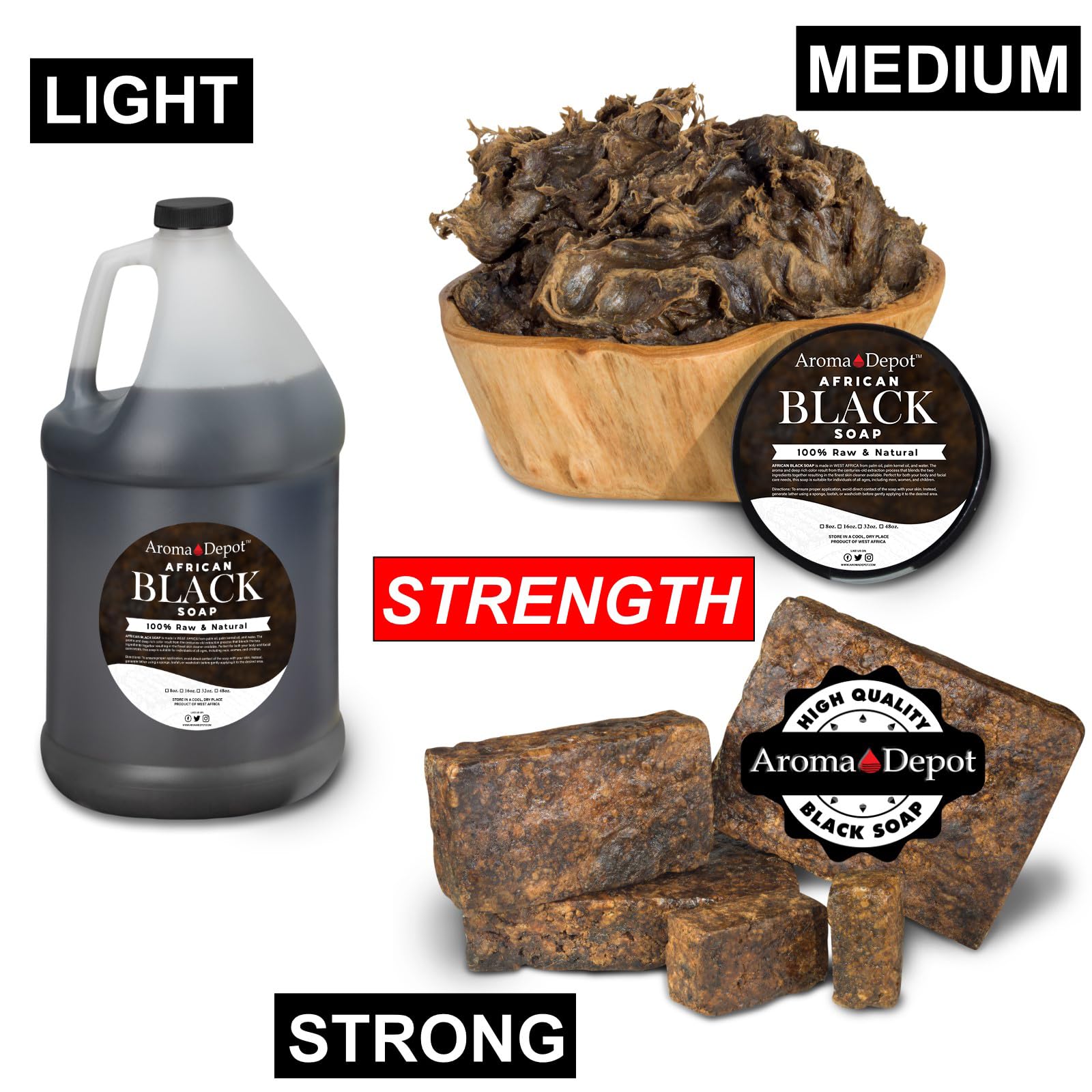 Aroma Depot Raw African Liquid Black Soap – 100% Natural, Handmade from Ghana