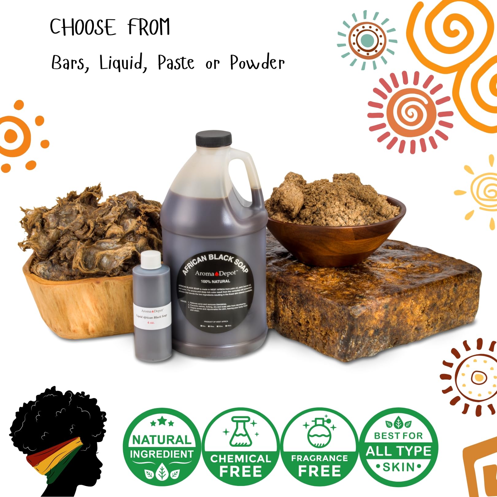 Aroma Depot Raw African Black Soap Bars from Ghana (3 lbs.) – Natural Skin Cleanser