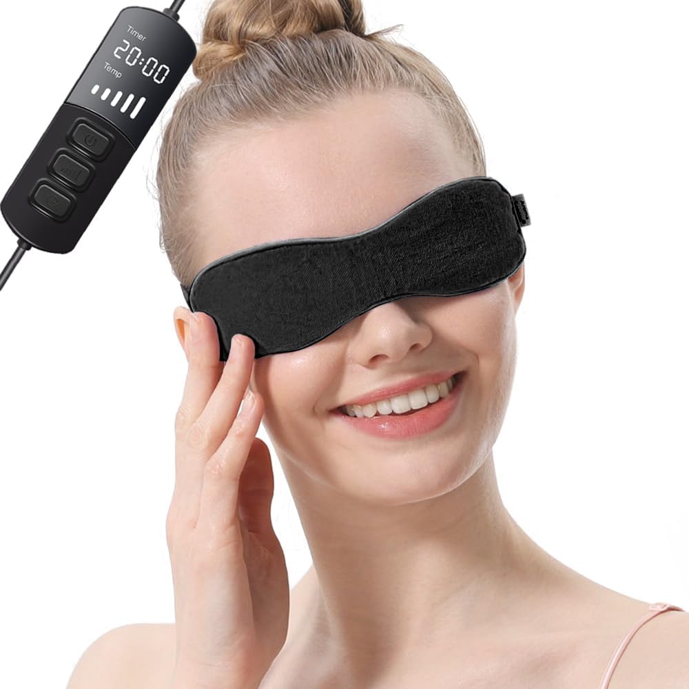Aroma Season Heated Eye Mask for Dry Eyes – Graphene FIR Warm Compress, USB-Powered, 5-Level Heat