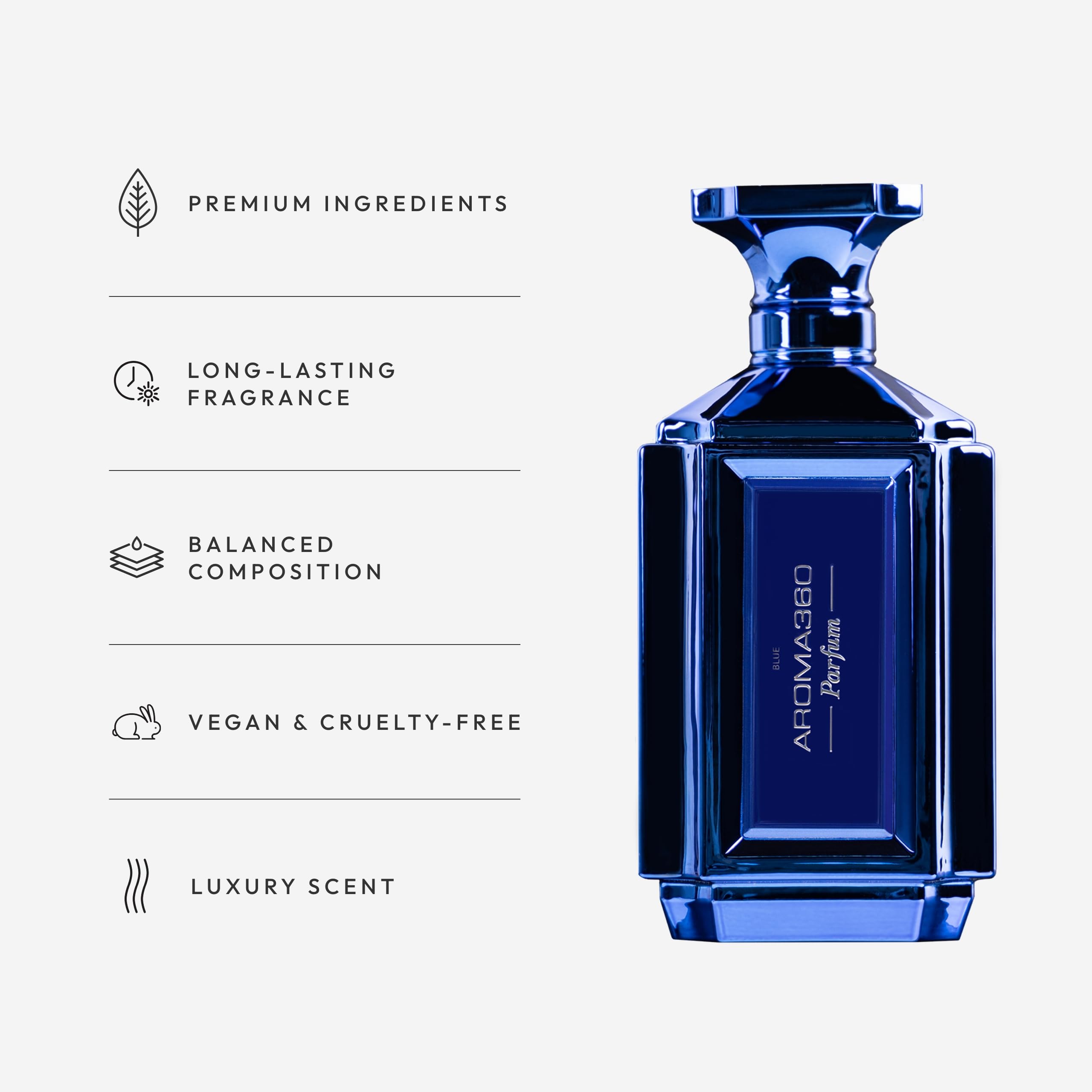 Aroma360 Parfum for Women – Amber, Santal, Iris & Oud Wood, Blue Bottle, 50mL