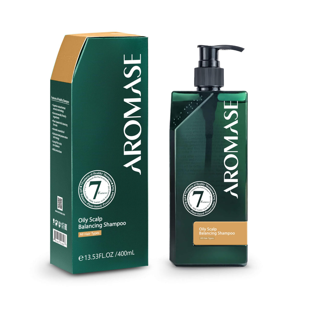 AROMASE Oily Scalp Balancing Shampoo – Gentle pH 5.5, 14 oz