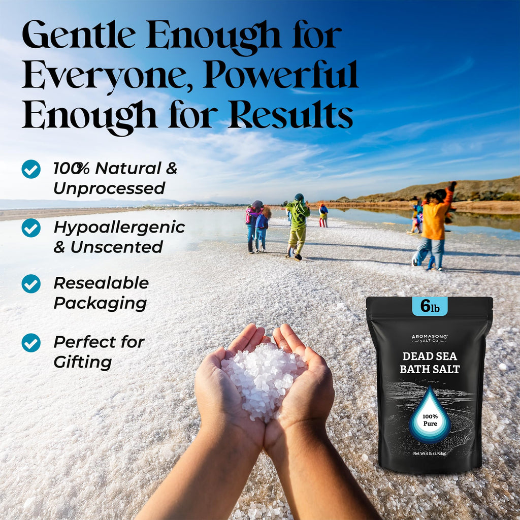 Aromasong Dead Sea Salt Bath Soak 6 Lbs – 100% Pure Minerals for Relaxation