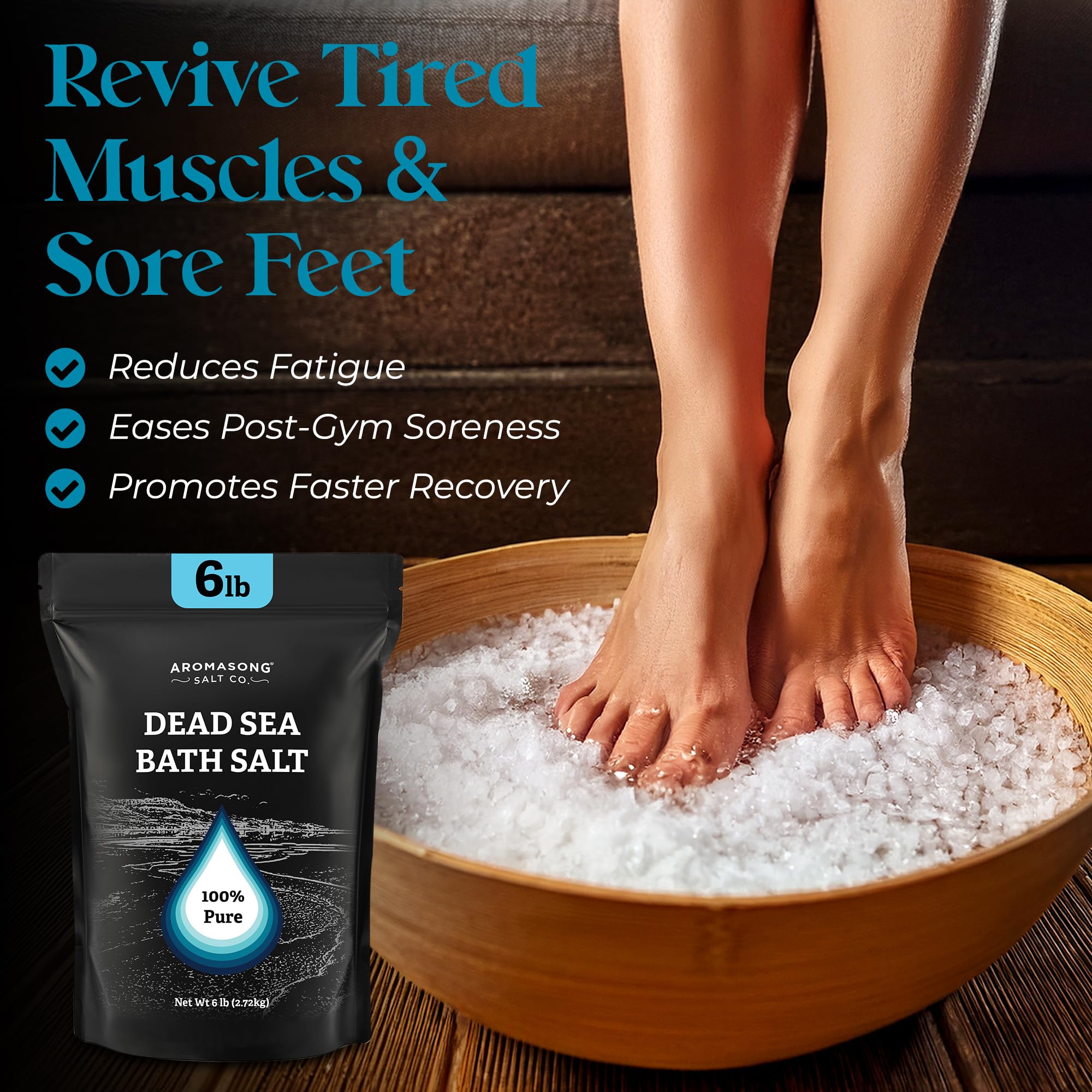 Aromasong Dead Sea Salt Bath Soak 6 Lbs – 100% Pure Minerals for Relaxation