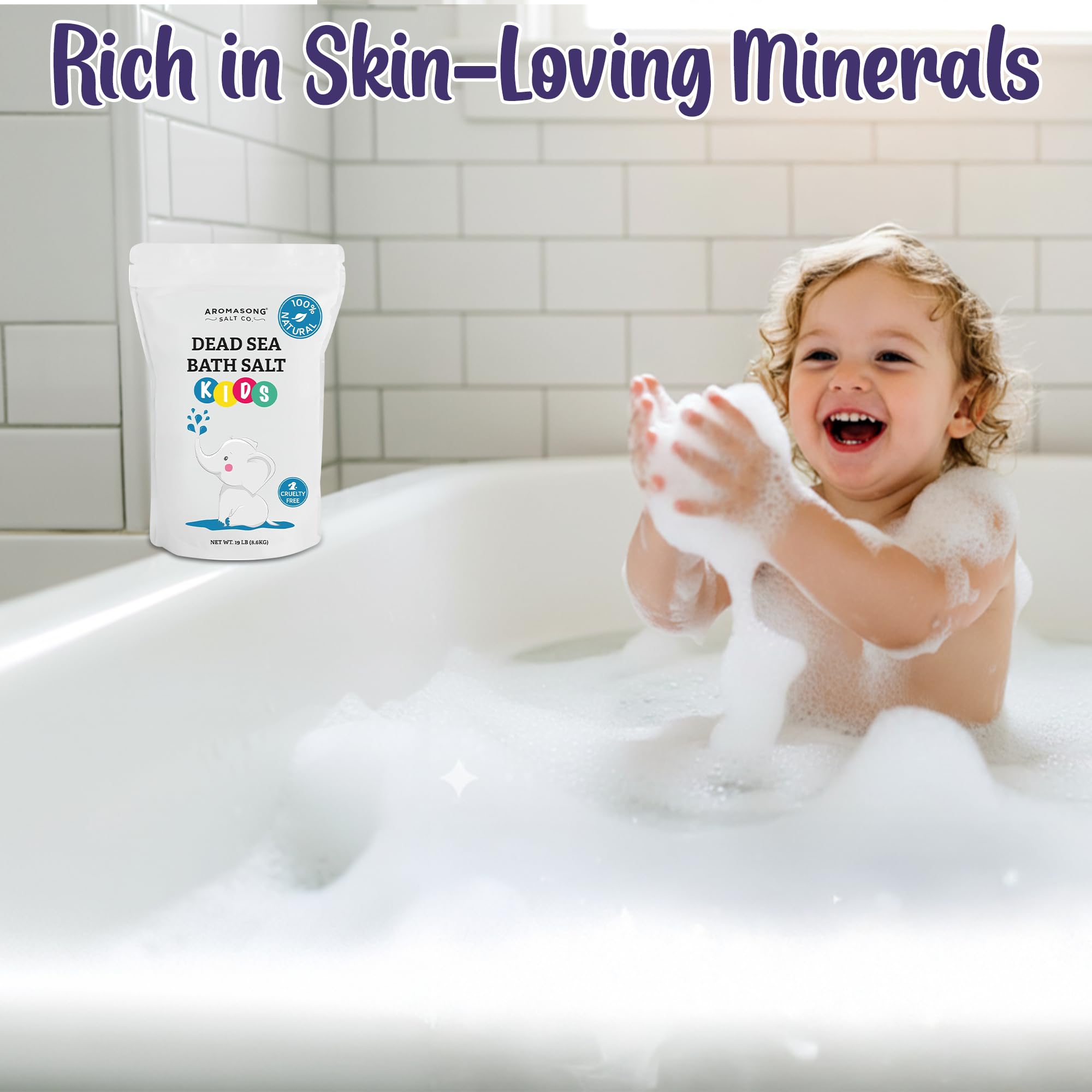 Aromasong Dead Sea Salt for Kids Bath Soak – 19 Lbs Bulk, Fine Grain, 100% Pure & Natural