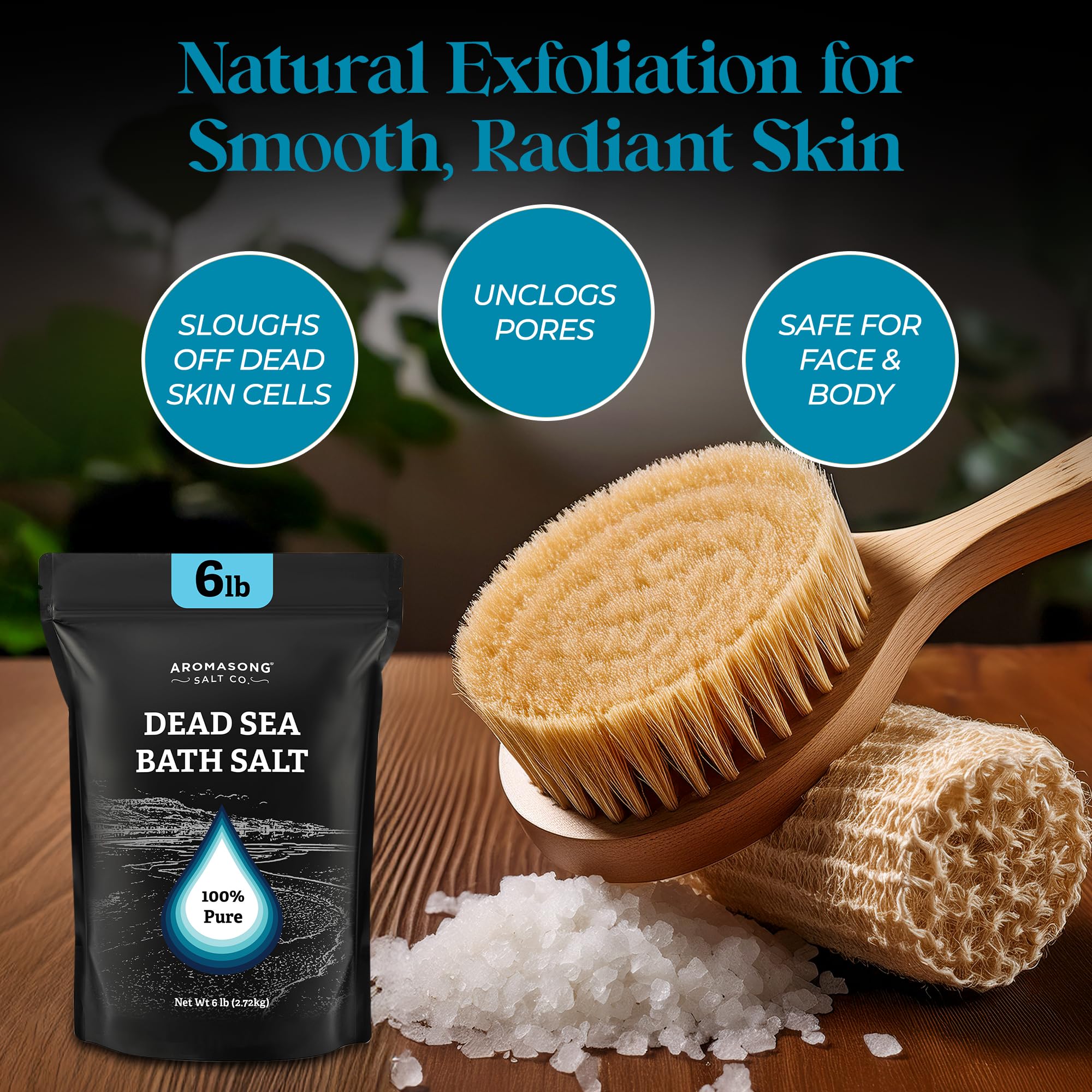 Aromasong Dead Sea Salt Bath Soak 6 Lbs – 100% Pure Minerals for Relaxation