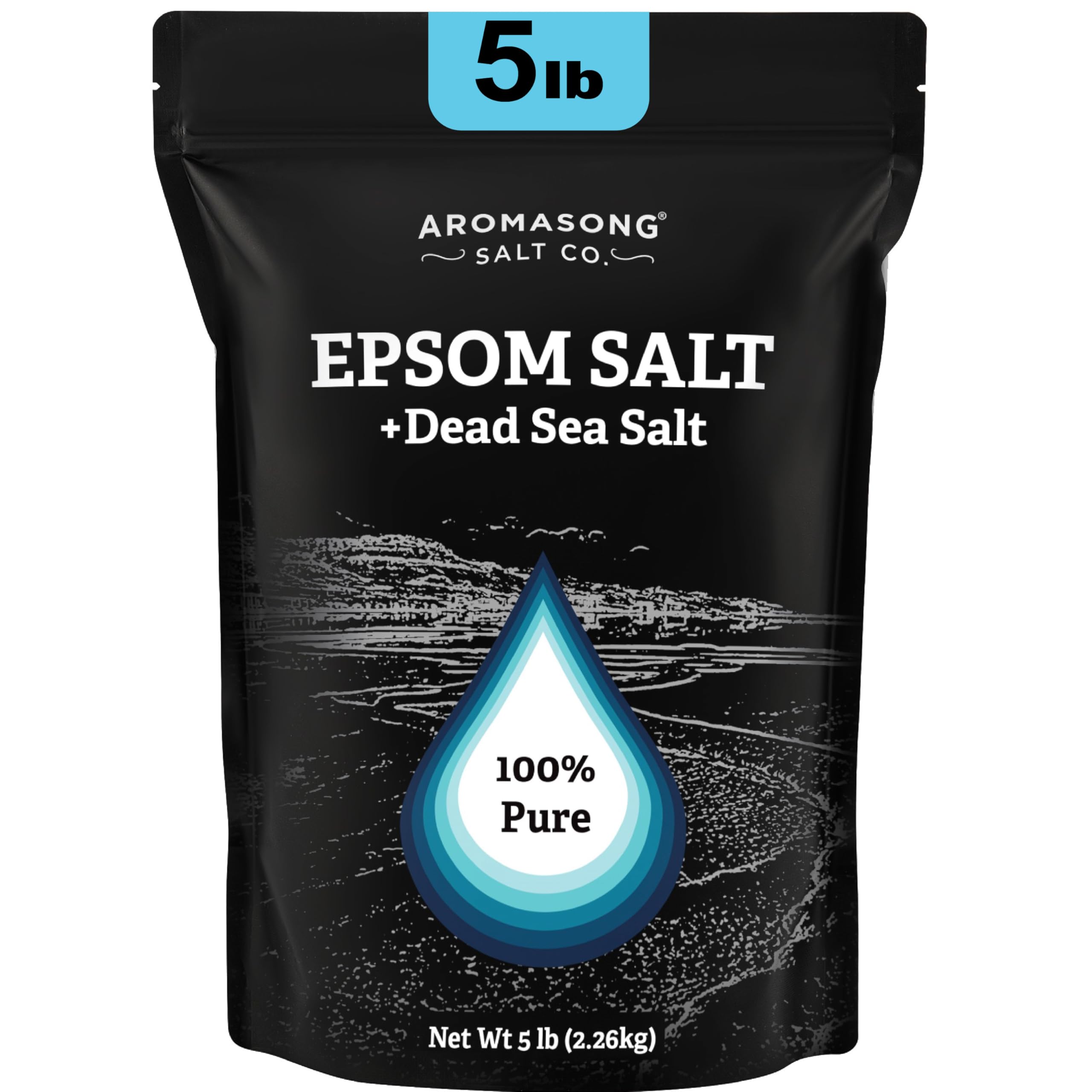 Aromasong Epsom Salt with Dead Sea Salt – 5 lb Bath Salt for Foot & Muscle Soaks