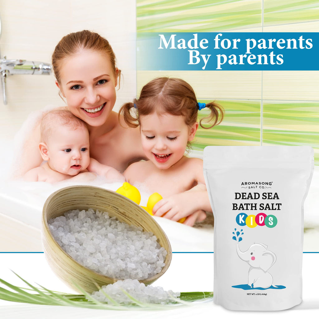 Aromasong Dead Sea Salt for Kids Bath Soak – 4 Lbs Fine Grain, 100% Pure & Natural