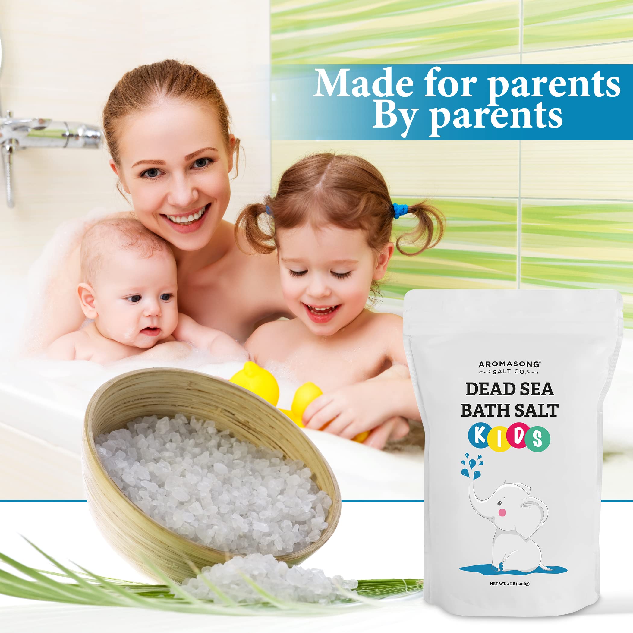 Aromasong Dead Sea Salt for Kids Bath Soak – 4 Lbs Fine Grain, 100% Pure & Natural