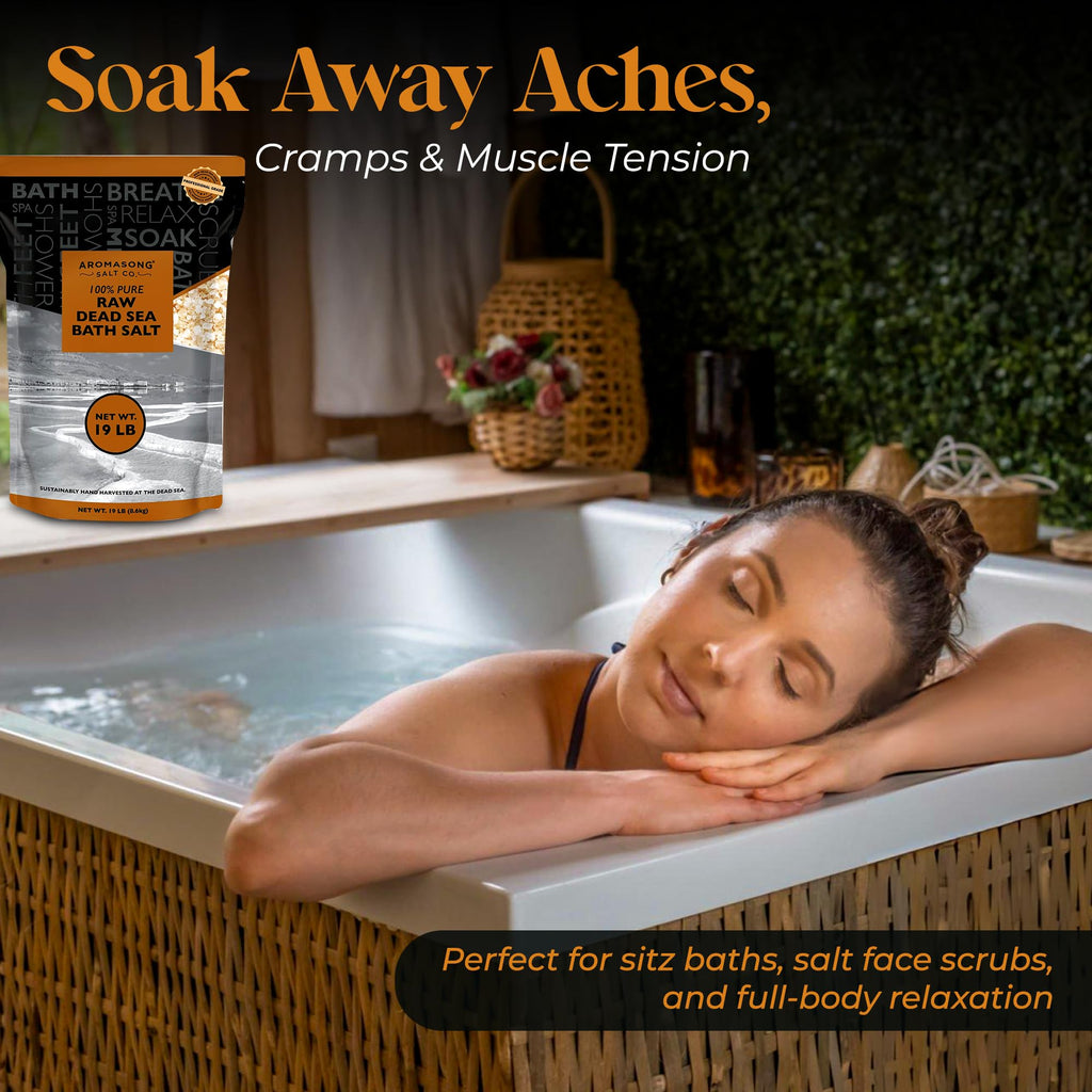 Aromasong Raw Dead Sea Bath Salt – 19 lb Bulk with Dead Sea Mud