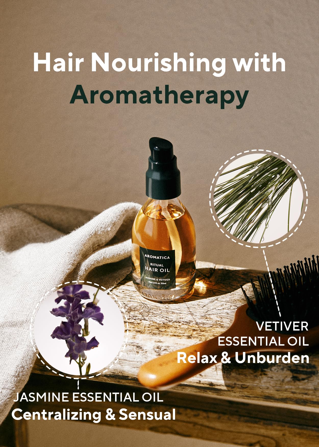 AROMATICA Ritual Jasmine & Vetiver Hair Oil – Shine & Smooth Ends