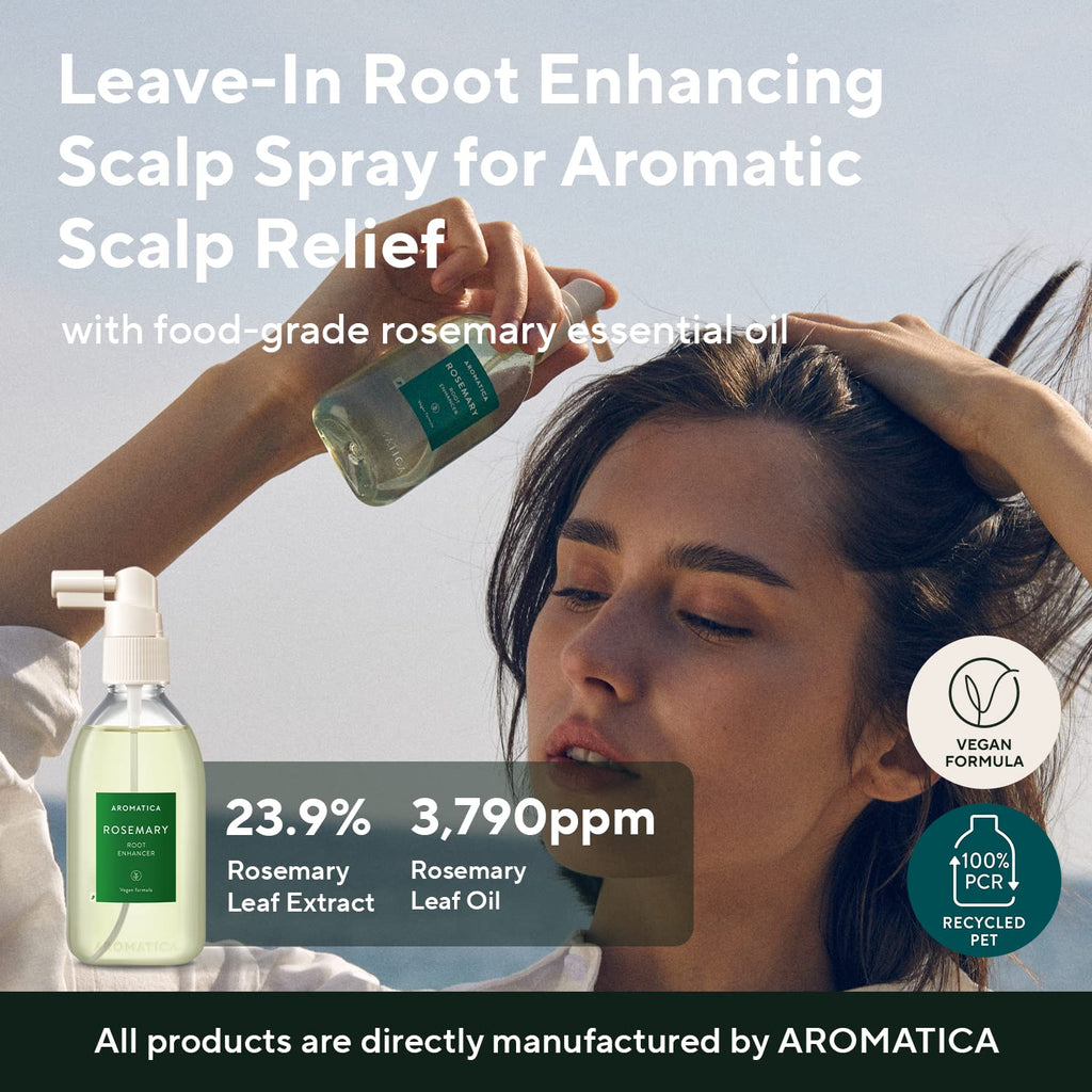 AROMATICA Rosemary Root Enhancer & Scalp Scrub Set | Korean Hair Care