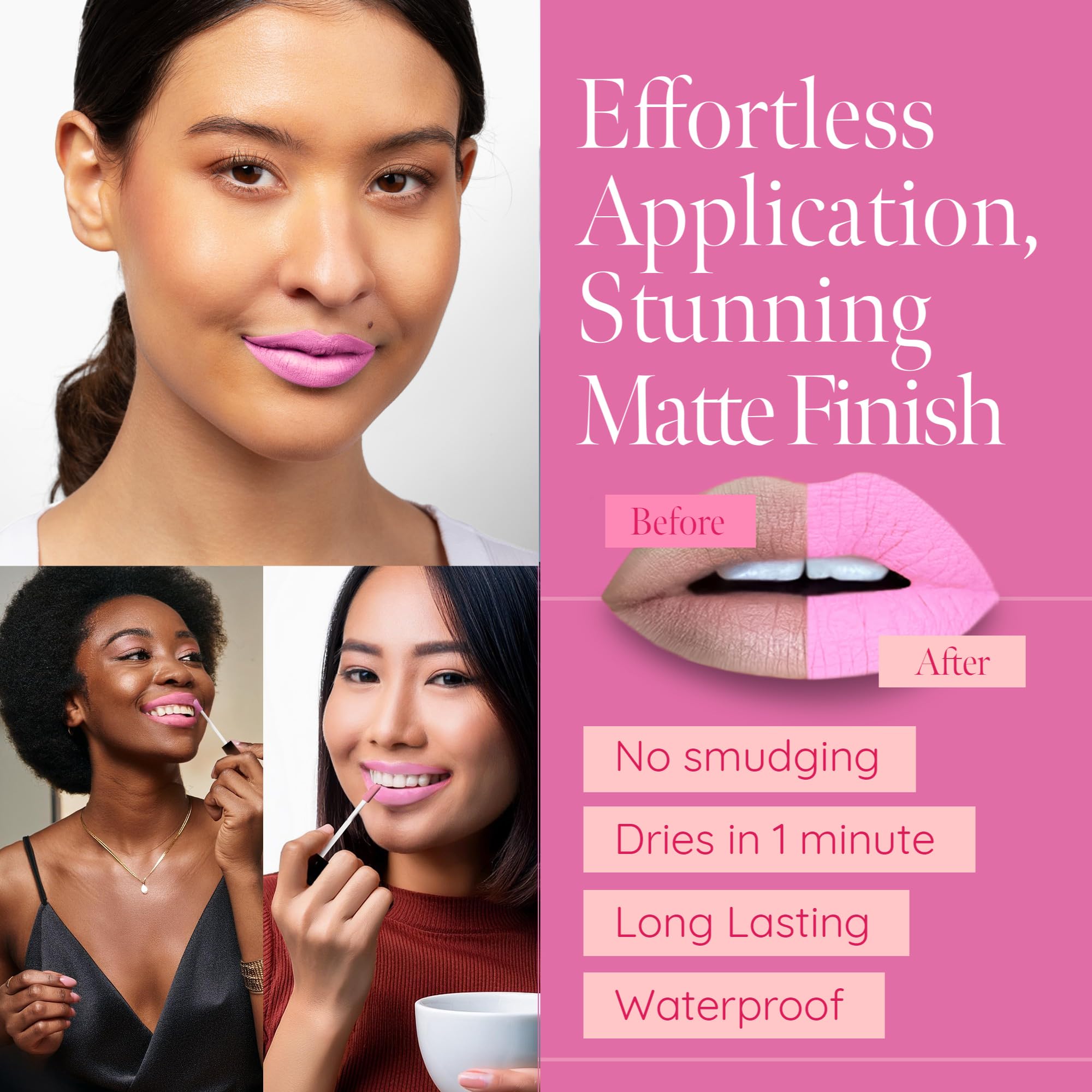 Aromi Baby Pink Matte Liquid Lipstick – Velvety Matte, Long-Lasting, Vegan
