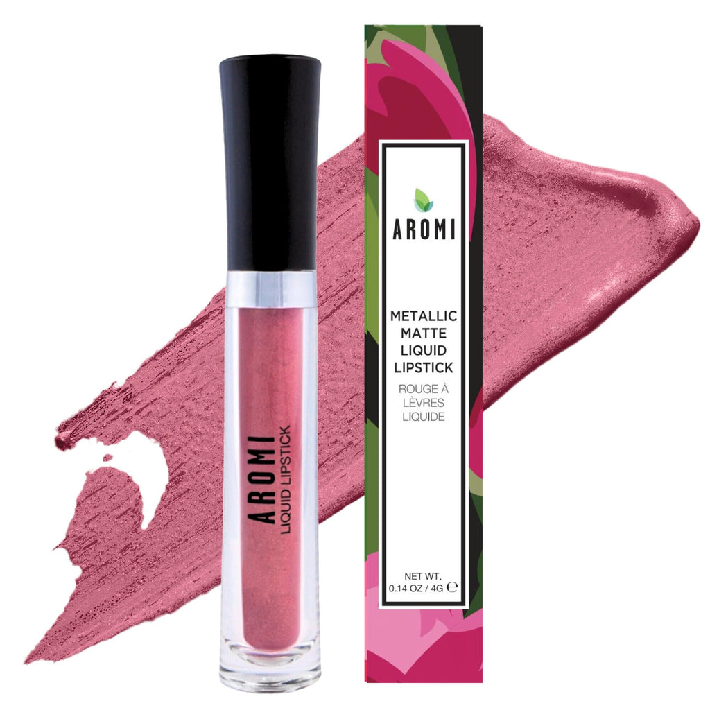 Aromi Dusty Rose Metallic Liquid Lipstick Alpine Bloom – Long-Lasting, Waterproof, Vegan & Cruelty-Free