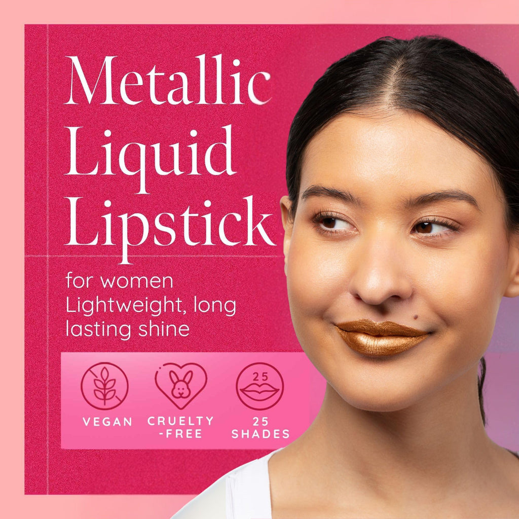 Aromi Gold Digger Metallic Lipstick – Bronze Yellow Shimmer, Long-Lasting Handmade