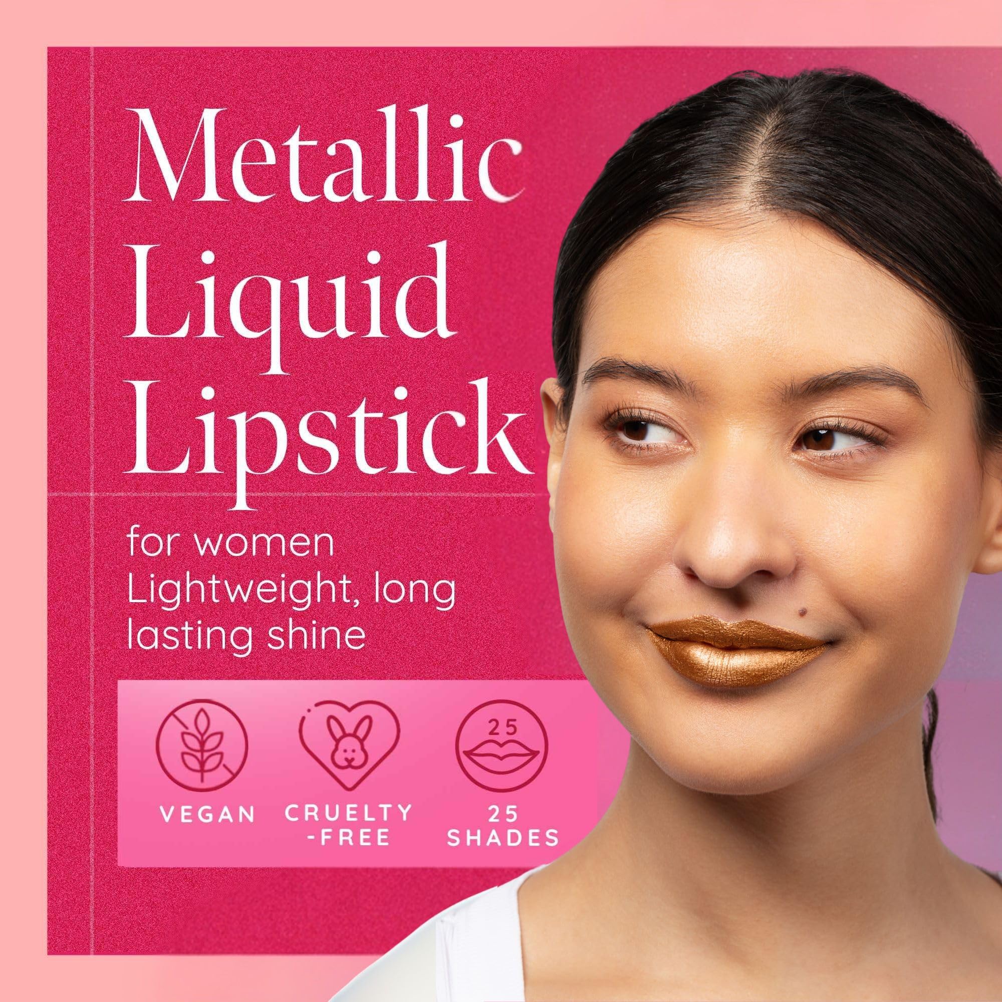 Aromi Gold Digger Metallic Lipstick – Bronze Yellow Shimmer, Long-Lasting Handmade