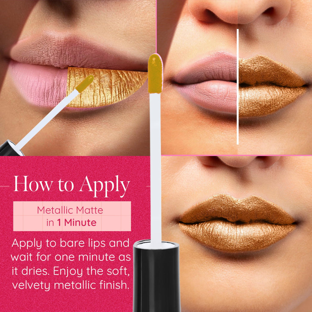 Aromi Gold Digger Metallic Lipstick – Bronze Yellow Shimmer, Long-Lasting Handmade