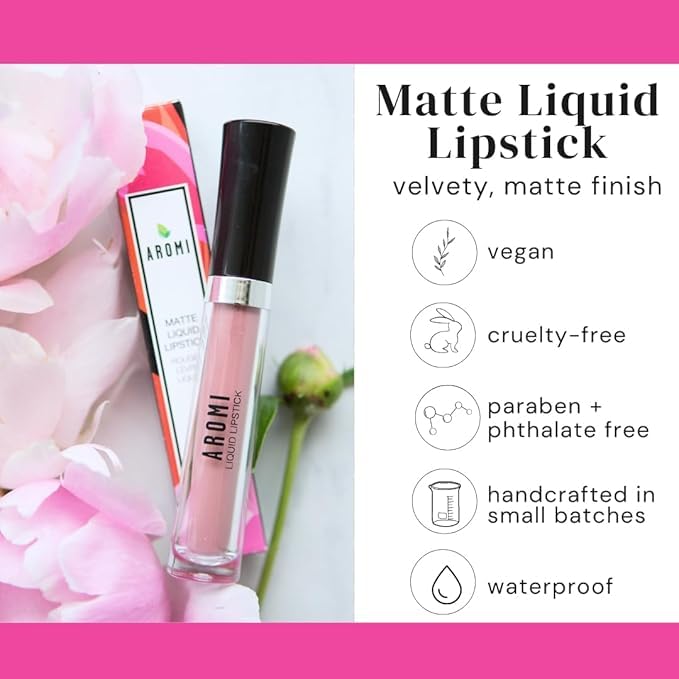 Aromi Sand Nude Matte Liquid Lipstick – Light Peachy Nude, Long-Lasting, Vegan & Cruelty-Free