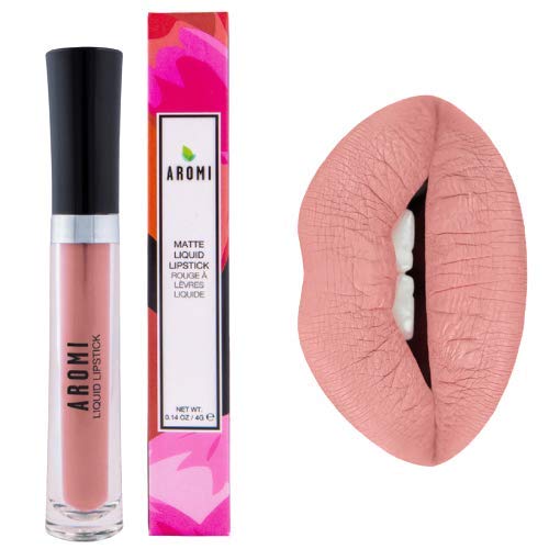Aromi Sand Nude Matte Liquid Lipstick – Light Peachy Nude, Long-Lasting, Vegan & Cruelty-Free