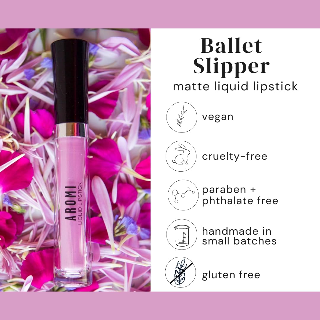 Aromi Matte Liquid Lipstick Ballet Slipper – Light Pink, Blue Undertones, Vegan & Cruelty-Free