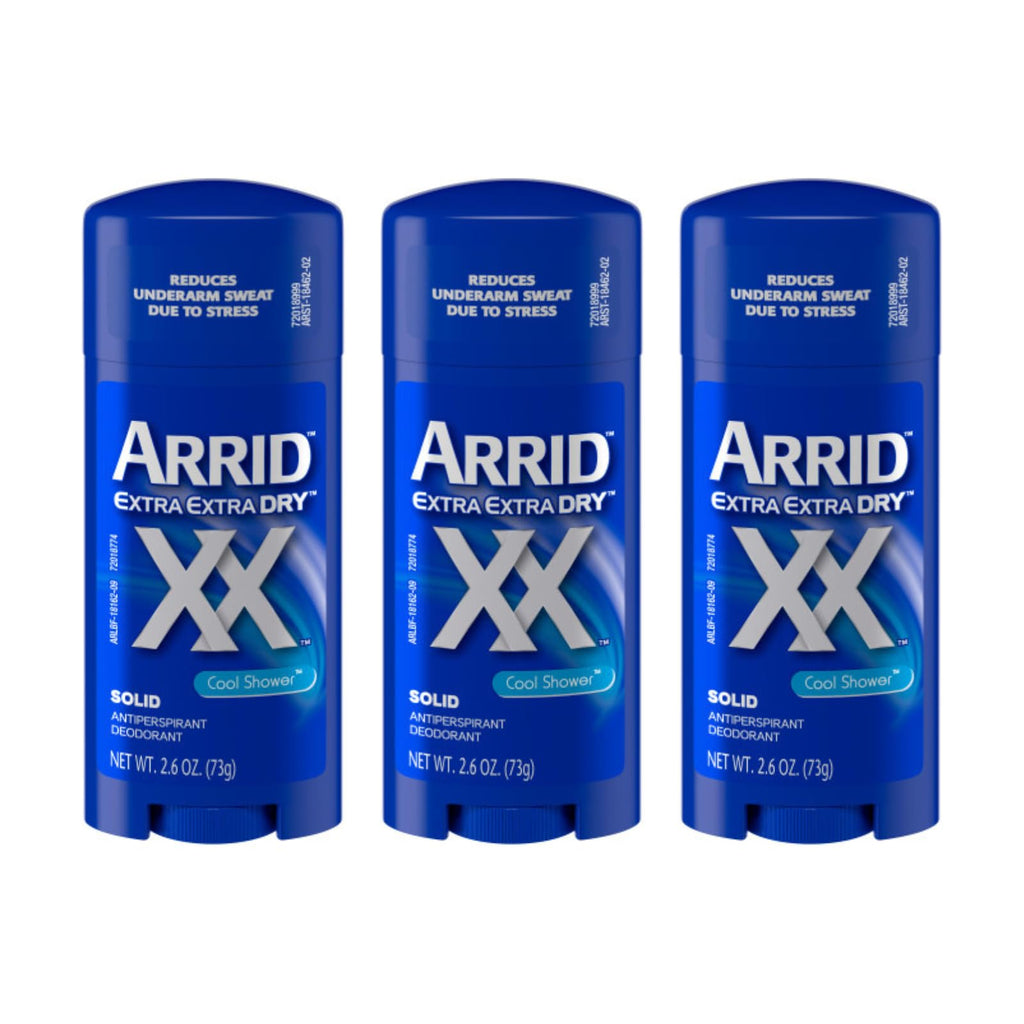 Arrid XX Extra Extra Dry Solid Antiperspirant Deodorant – Cool Shower (Pack of 3)