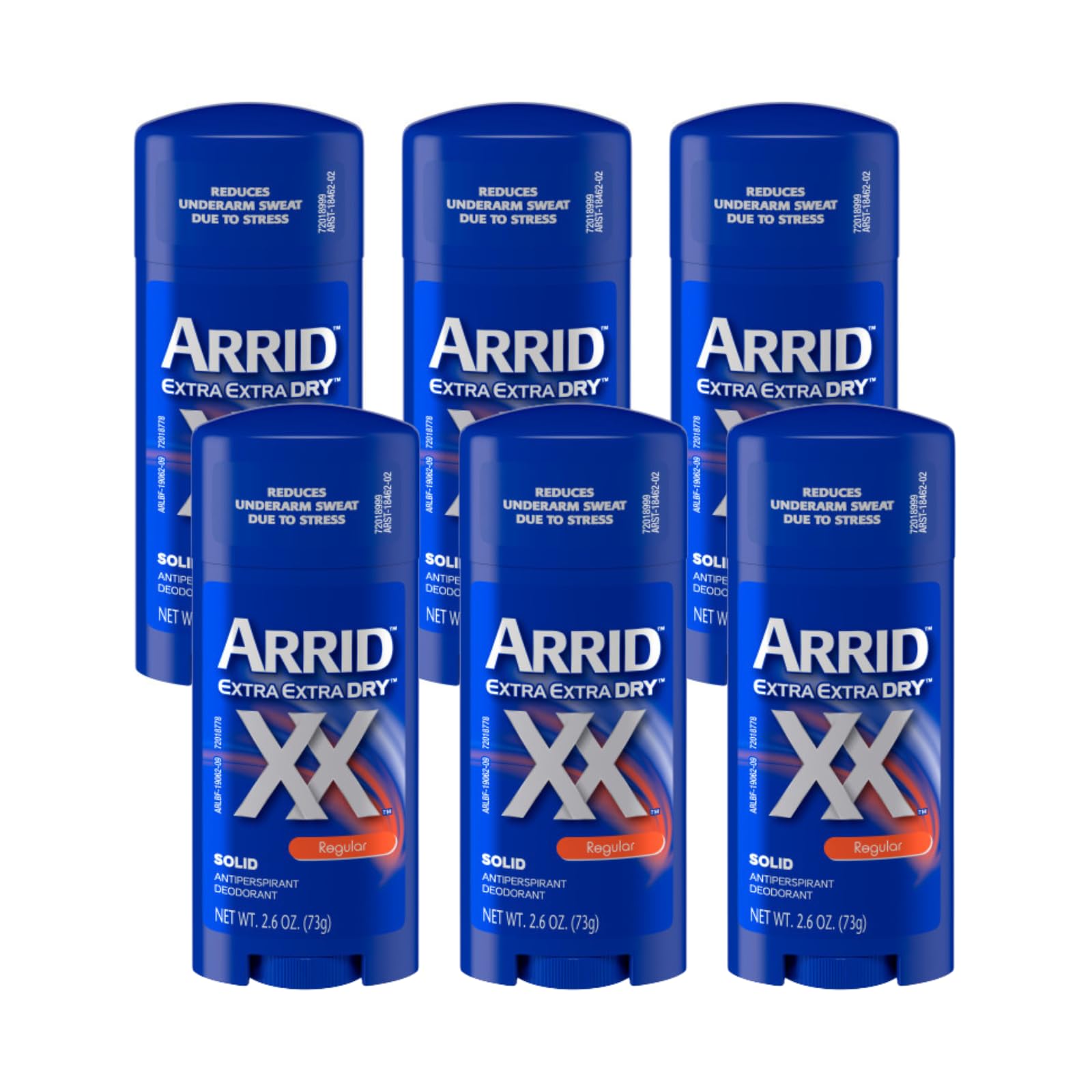 Arrid XX Extra Extra Dry Solid Antiperspirant Deodorant – Regular, 2.6 oz, Pack of 6