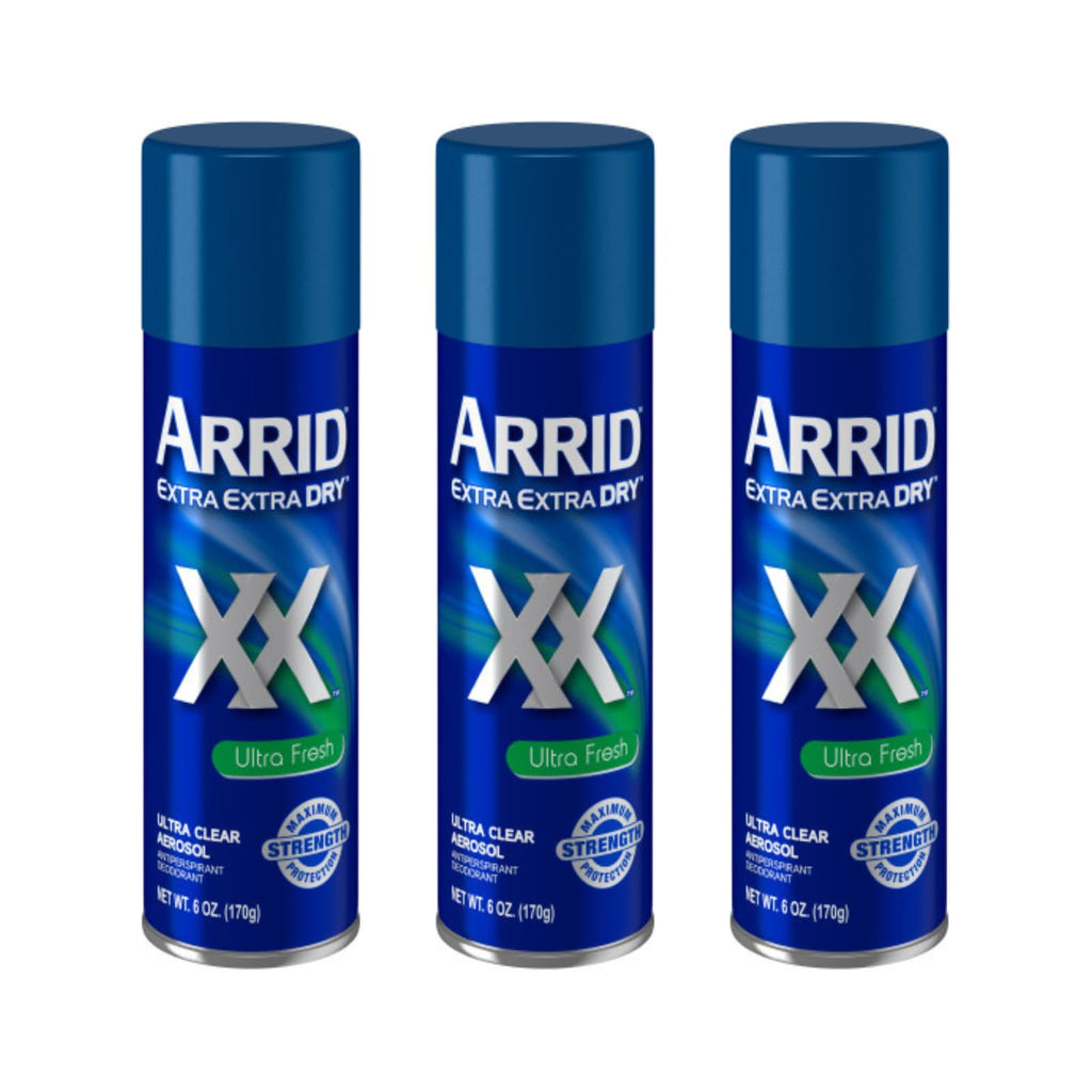 Arrid XX Extra Extra Dry Ultra Clear Aerosol Deodorant – Ultra Fresh, 6 oz x 3