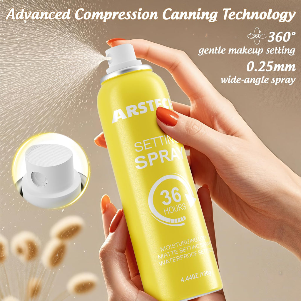 Arstech Setting Spray for Makeup – 36HR Wear, Vitamin C, Ultra-Fine Mist, Dewy Finish