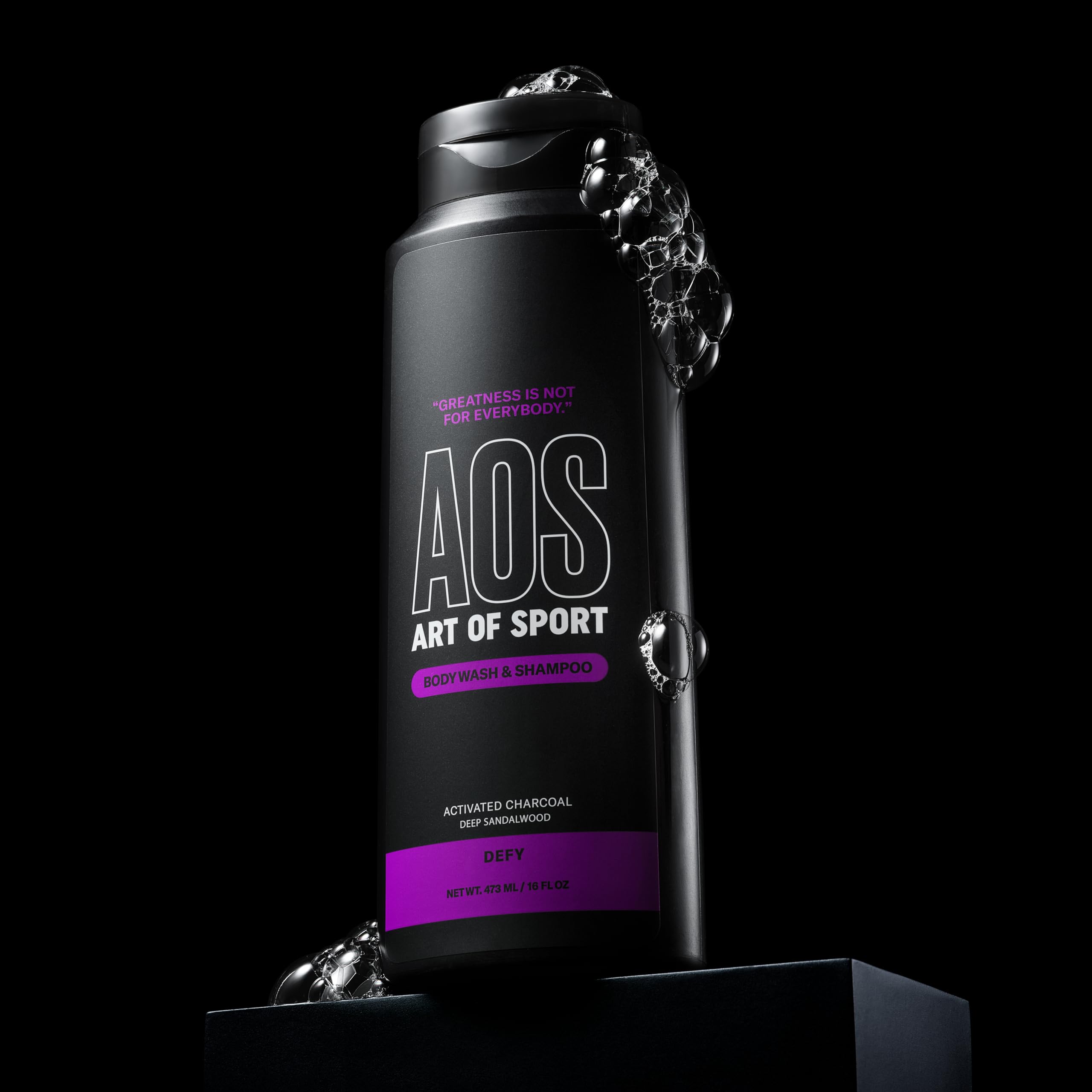 Art of Sport Men's 2-in-1 Body Wash & Shampoo with Activated Charcoal – Defy Scent, Sandalwood | 16 fl oz (Pack of 2)