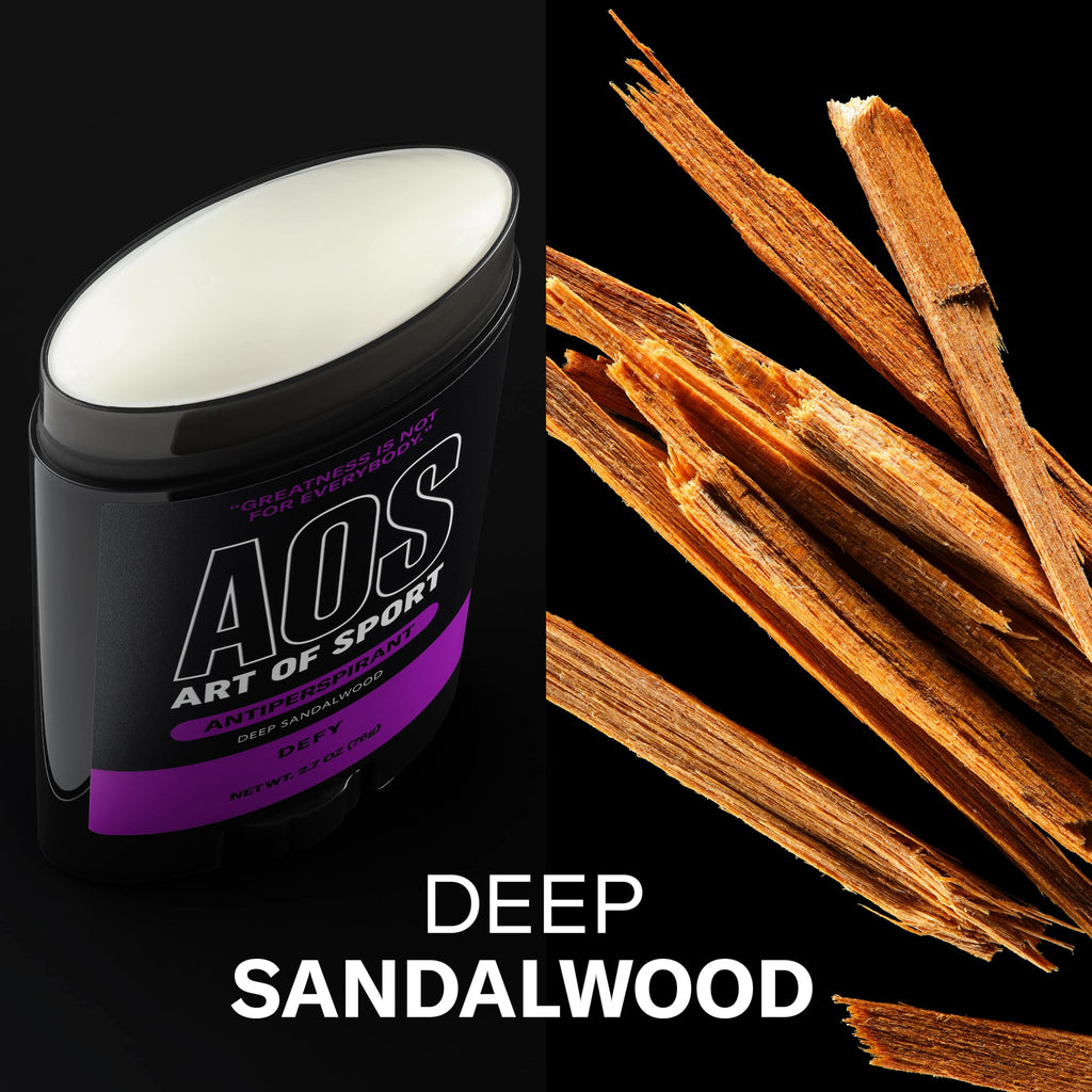 Art of Sport Defy Sandalwood Antiperspirant for Athletes – 2 x 2.7 oz, Natural Botanicals