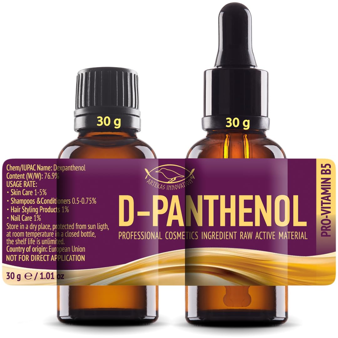 Artekas Innovation D-Panthenol 76.9% Concentrate – Pro-Vitamin B5 for DIY Serums, Creams & Hair Care | 2 x 1 oz
