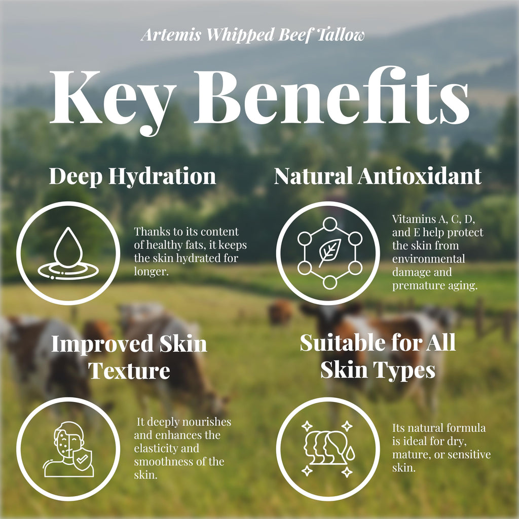 Artemis Beef Tallow Balm – Grass-Fed, All-Natural Moisturizer for Face & Body (6 oz)