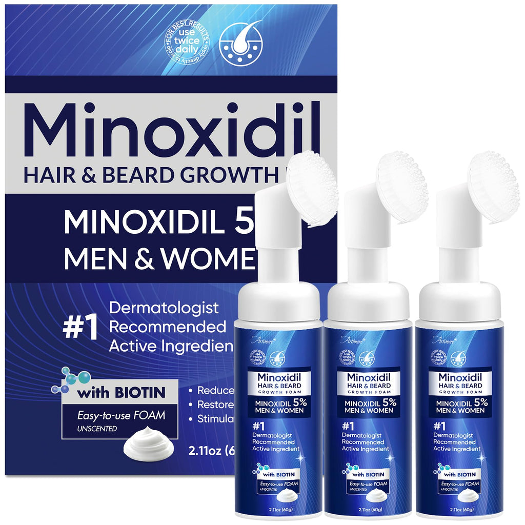 Artimore 5% Minoxidil Foam for Hair Growth – For Men & Women, 6 oz