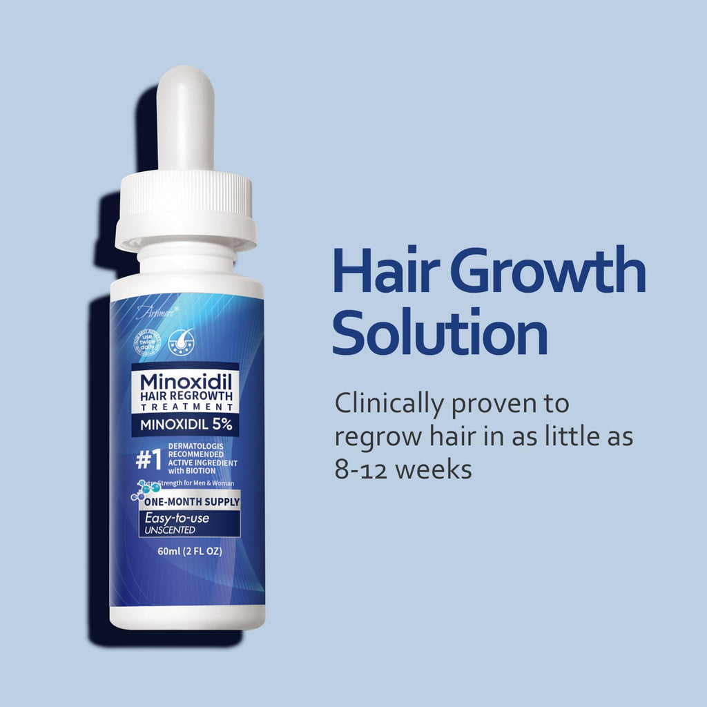 Artimore 5% Minoxidil Hair Growth Serum for Men & Women with Biotin — Extra Strength Topical Solution, 6 oz x 3 Pack