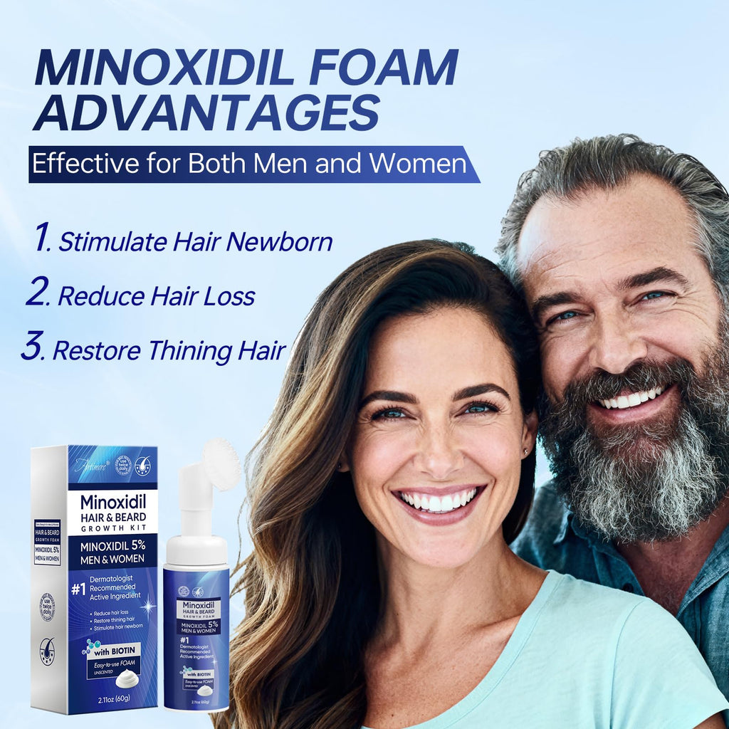 Artimore 5% Minoxidil Foam for Hair Growth – For Men & Women, 6 oz