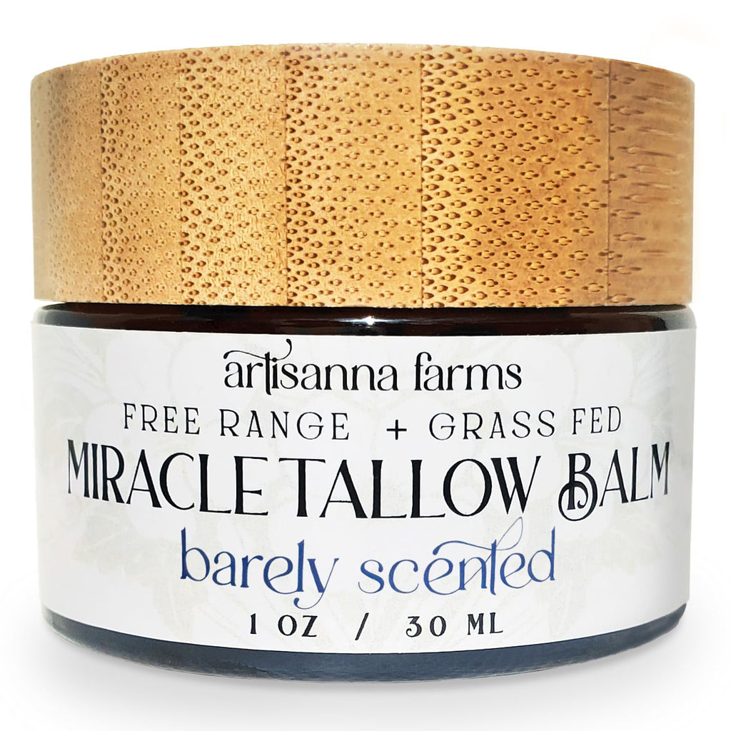 Artisanna Farms Miracle Tallow Balm – Hand-Crafted in the USA with Manuka Honey, Grass-Fed Tallow & Herbal Infusions (1 oz, Barely Scented)