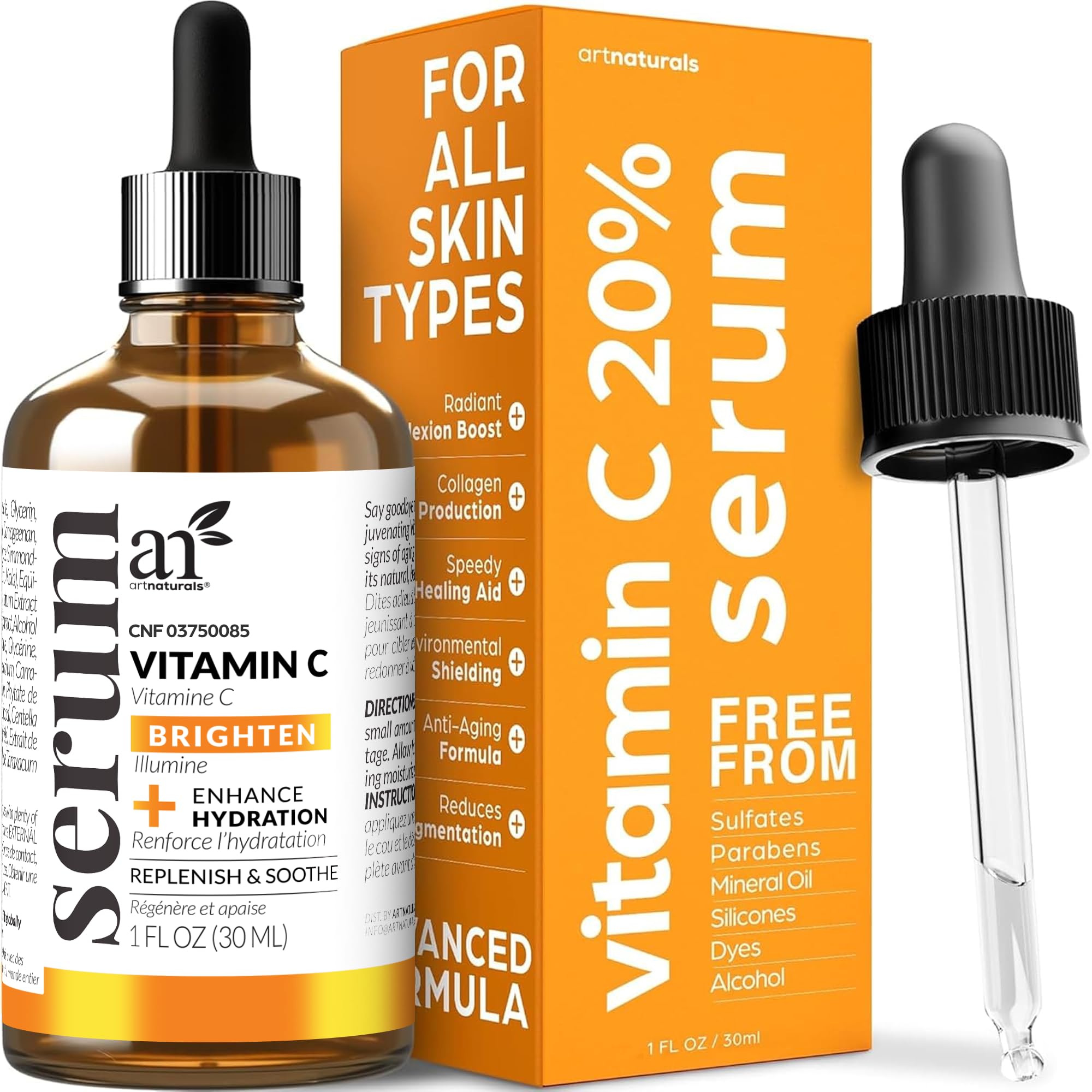 artnaturals Anti-Aging Vitamin C Serum – 1 oz with Hyaluronic Acid & Vitamin E