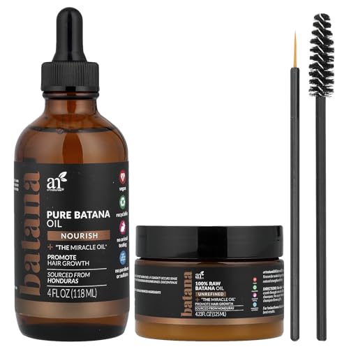 Artnaturals Batana Oil for Hair Growth – 4pc Set (Raw Oil, Paste, Lash Wand, Brow Brush)