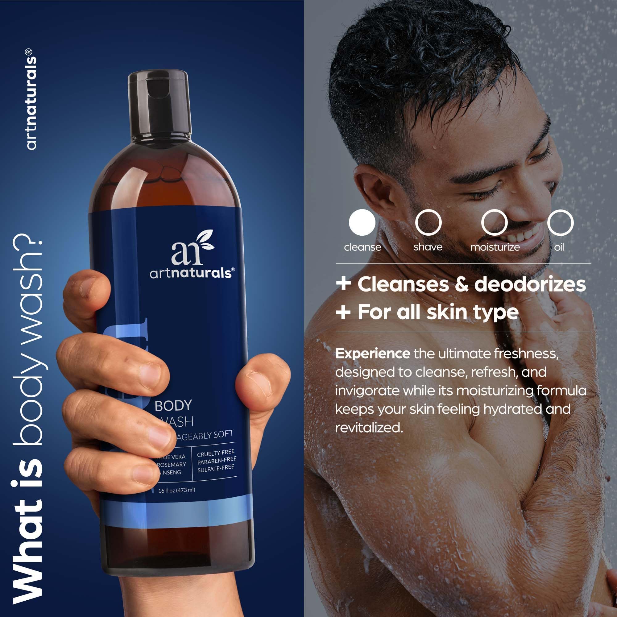 ArtNaturals Men’s Fresh Body Wash – Deep Cleanse, Refreshing Sandalwood Scent, 16 oz