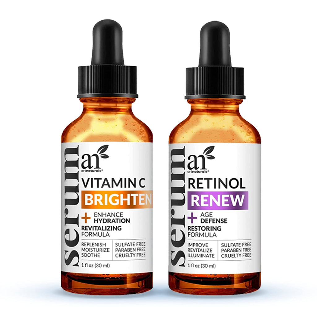 Art Naturals Vitamin C Serum Set with Retinol — Anti-Aging, Brightening, Hydration, 2 x 1 oz
